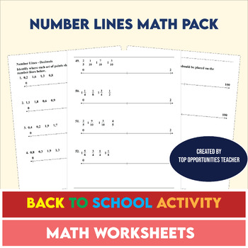 Preview of Number Lines Worksheets | Back to School Activity