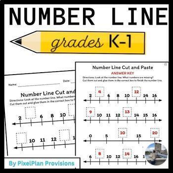 Preview of Number Lines Worksheets Cut and Paste Addition and Subtraction Worksheets Bundle