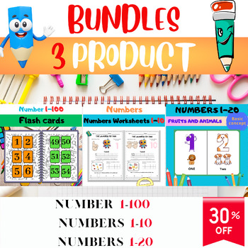 Preview of Number Mastery Bundle: Flashcards 1-20, Activity Worksheets, Flash Cards 1-100