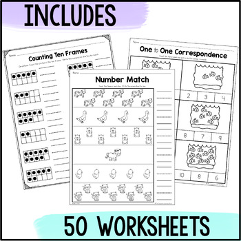 Number Match / One to One Correspondence Printable Worksheets Numbers 0-10