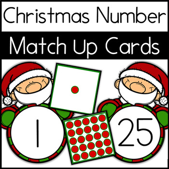 Preview of Number Match Up Cards One to One Correspondence CHRISTMAS SANTA Theme {PreK, K}