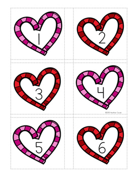 Number Match Up Cards One to One Correspondence VALENTINE HEARTS Theme ...