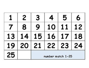 Number Match to Word 1-10 & 1-25 by Autism and Special Ed Resources