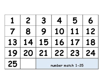 Number Matching 1-10 ; 1-25 / Number Tiles