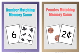 Numbers and Pennies Matching Memory Game