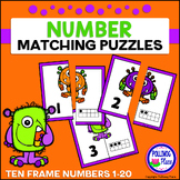 Number Matching Puzzles with Ten Frames - Halloween Monste