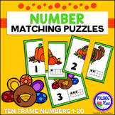 Number Matching Puzzles with Ten Frames - Thanksgiving {Nu