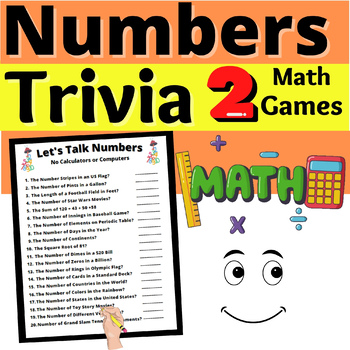 Preview of Math Activity Numbers Trivia Resource Group Class Games No Prep