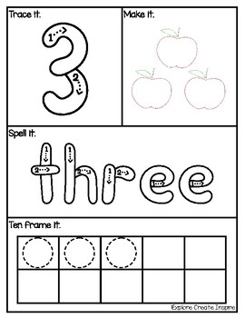 Number Mats 1-10 For Play Dough (Apples Theme) by Explore Create Inspire