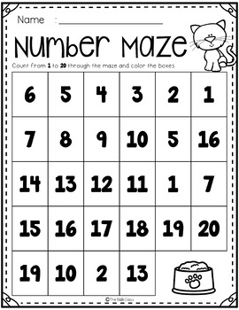 Number Maze 0-20 by The Kiddie Class | Teachers Pay Teachers