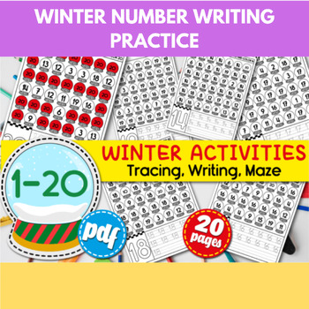 Number Maze 1-20 | Writing & Tracing | Winter Activity Worksheets for kids