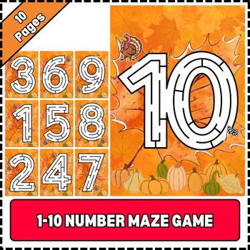 Preview of Number Maze Game Thanksgiving Worksheet Thanksgiving Craft Thanksgiving Activity