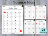 Number 1-20 Worksheets Printable, Number Maze, Kindergarte