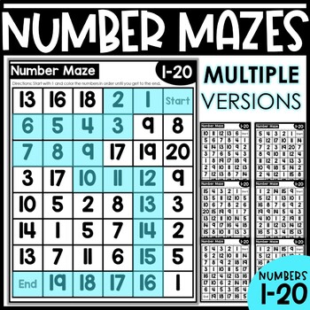 number maze 1 20 teaching resources teachers pay teachers