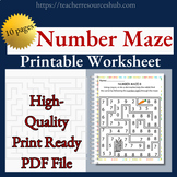 Number Maze Printable Worksheet pdf