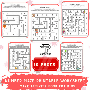 Number Maze Printable Worksheet Preschool and Kindergarten nembers Maze ...