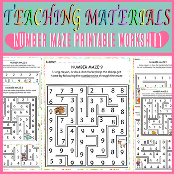 Number Maze Printable Worksheets by A plus Teacher Arts | TPT