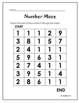 Number Mazes 1 to 20 with Answer Key by bitsbybits | TPT