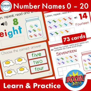 Preview of Number Words 0 - 20 | Boom Cards Bundle