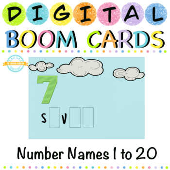 Preview of Number Names Spellings  1 to 20 - Boom Cards - Distance Learning