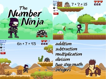 Preview of Number Ninja - Basic Math Facts (Playable at RoomRecess.com)