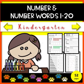 Preview of Writing and Tracing - Number & Number words (1-20) Worksheets