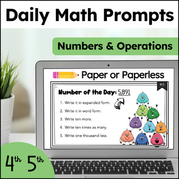Preview of 4th Grade Math Warm Up - Place Value Number Talk- Paperless Morning Work Journal