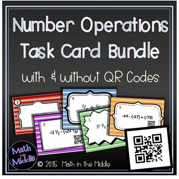 Preview of Number Operations Task Card Bundle - With & Without QR Codes