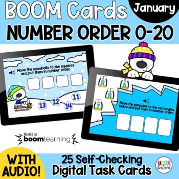 Preview of Number Order 0-20 |  Math BOOM Cards | Digital Games