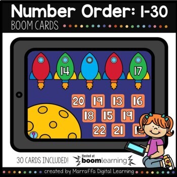Preview of Number Order: 1 - 30 Boom Cards