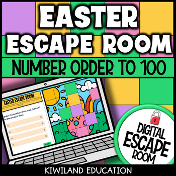 Preview of Number Order Least to Greatest Within 100 Easter Digital Escape Room Activity