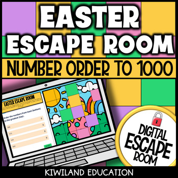 Preview of Number Order Least to Greatest Within 1000 Easter Digital Escape Room Ordering