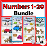 Number Order Puzzles 1-20 Bundle Farm Dinosaur Ocean & Zoo
