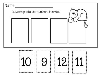 Number Order Worksheets - Cut And Paste 1-32 by Lily B Creations