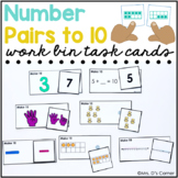 Number Pairs to 10 Work Bin Task Cards | Centers for Special Ed