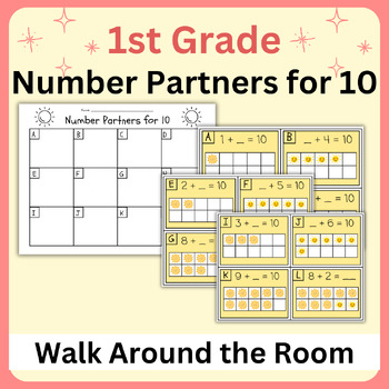 Preview of Number Partners for 10 Walk Around the Room- K-First 1st Grade Math Resource