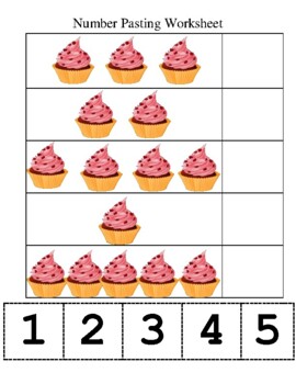 Preview of Number Pasting Worksheet (Cut and Paste, 1,2,3,4,5)
