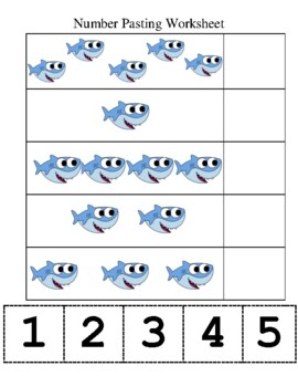 Preview of Number Pasting Worksheet (Cut and Paste, 1,2,3,4,5)