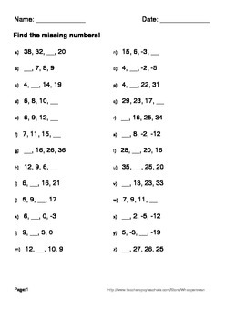 number patterns worksheets by whooperswan teachers pay teachers