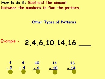 Preview of Basic Math Skills-Patterns - Number Patterns (worksheet included) (ACTIVE BOARD)