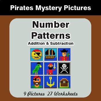 Number Patterns: Addition & Subtraction - Color By Number Math Mystery Pictures
