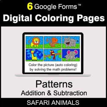 Preview of Number Patterns: Addition & Subtraction - Digital Coloring Pages | Google Forms