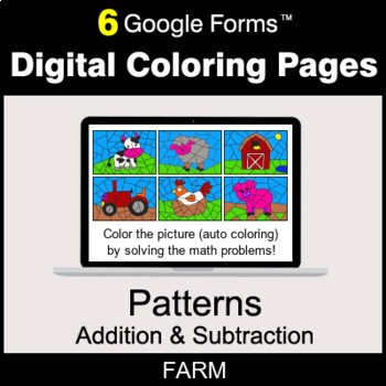 Preview of Number Patterns: Addition & Subtraction - Digital Coloring Pages | Google Forms