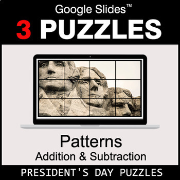 Preview of Number Patterns: Addition & Subtraction - President's Day Puzzles
