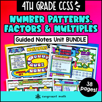 Preview of Number Patterns, Factors and Multiples, Prime Composite Guided Notes | 4th Grade