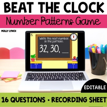 Preview of Number Patterns Game for PowerPoint Beat the Clock Digital Game for 1st Grade