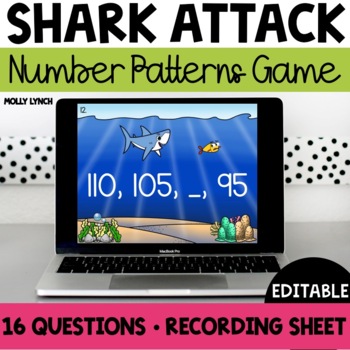 Preview of Number Patterns Game for PowerPoint | Shark Attack | Digital Game for 1st Grade