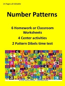 Preview of Number Patterns Math Practice.... Editable