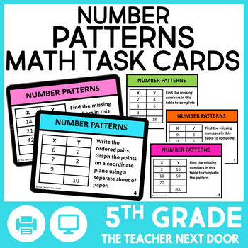 5th grade number patterns task cards number patterns center tpt