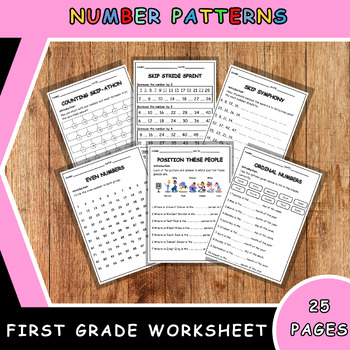 Number Patterns - Math Worksheet : First Grade and Homeschool by ZaguyArt